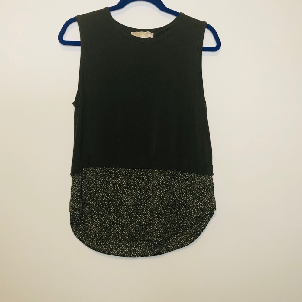 Michael Kors Wide Strap Mixed Fabric Tank Top